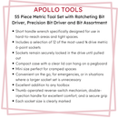 55 Piece Metric Tool Set with Ratcheting Bit Driver, Precision Bit Driver and Bit Assortment - DT5024