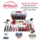 Red 170 Piece Household Tool Kit with New and Improved Tool Box - DT7103