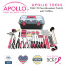 Pink 170 Piece Household Tool Kit with New and Improved Tool Box - DT7103P