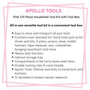 Pink 170 Piece Household Tool Kit with New and Improved Tool Box - DT7103P