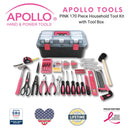 Pink 170 Piece Household Tool Kit with New and Improved Tool Box - DT7103P
