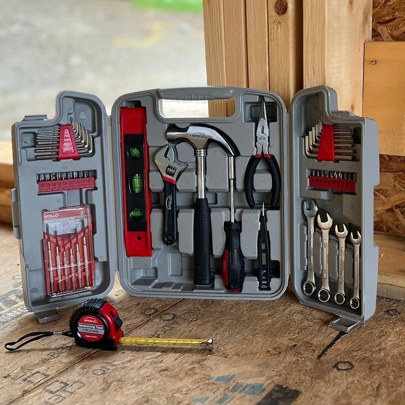 53 Piece Household Tool Kit - DT9408, installed in a room