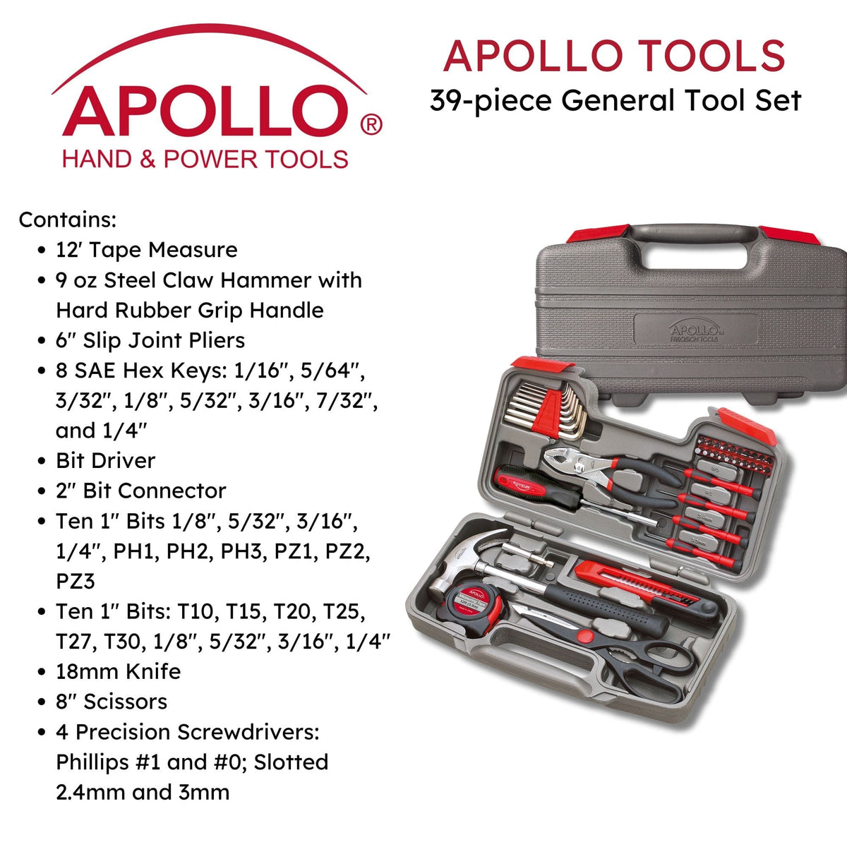 39 Piece General Tool Set - DT9706, photo 6 of 15