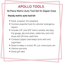 56 Piece Metric Auto Tool Set In Zipper Case - DT9775