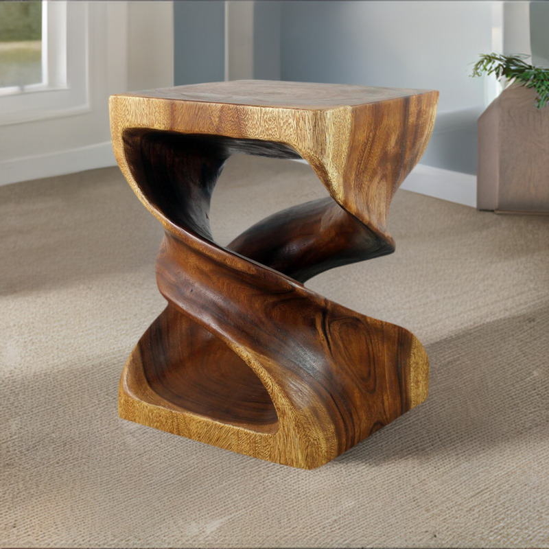 Haussmann® Wood Double Twist End Table 15 x 15 x 20 in High Walnut Oil