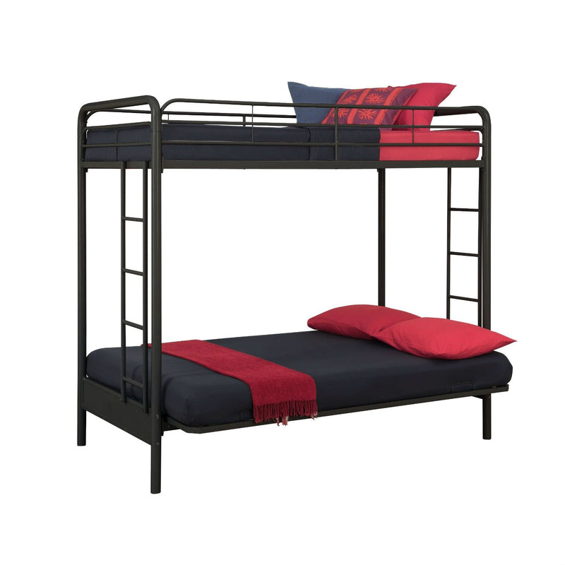 Twin over Full Futon Bunk Bed Sleeper Sofa in Black Metal, photo 2 of 5