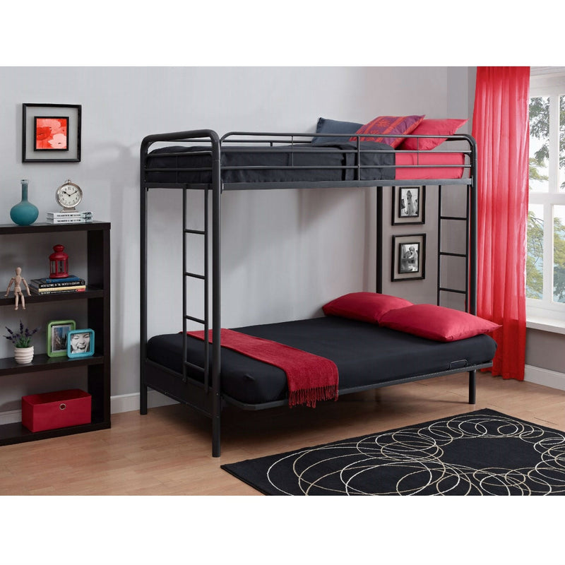 Twin over Full Futon Bunk Bed Sleeper Sofa in Black Metal, photo 5 of 5