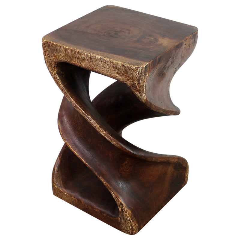 Haussmann® Wood Double Twist Stool Table 12 in SQ x 20 in H Mocha Oil