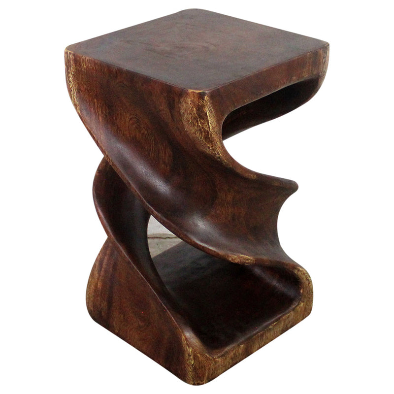 Haussmann® Wood Double Twist Stool Table 12 in SQ x 20 in H Mocha Oil