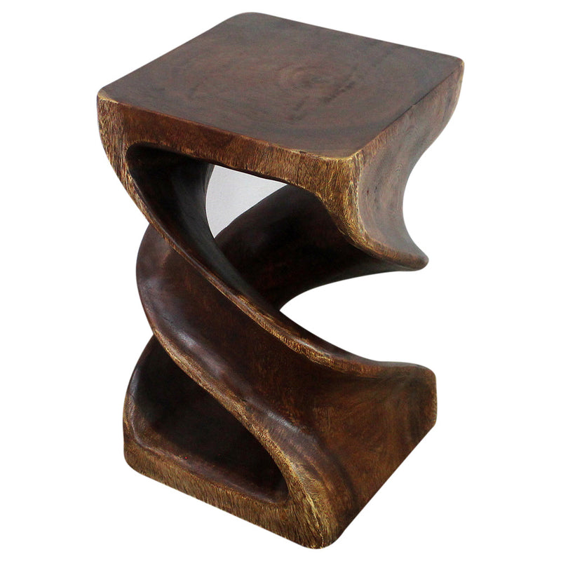 Haussmann® Wood Double Twist Stool Table 12 in SQ x 20 in H Mocha Oil