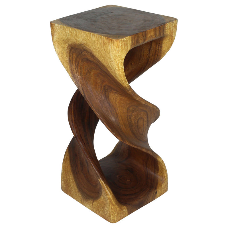 Haussmann® Wood Double Twist Stool Table 12 in SQ x 26 in H Oak Oil