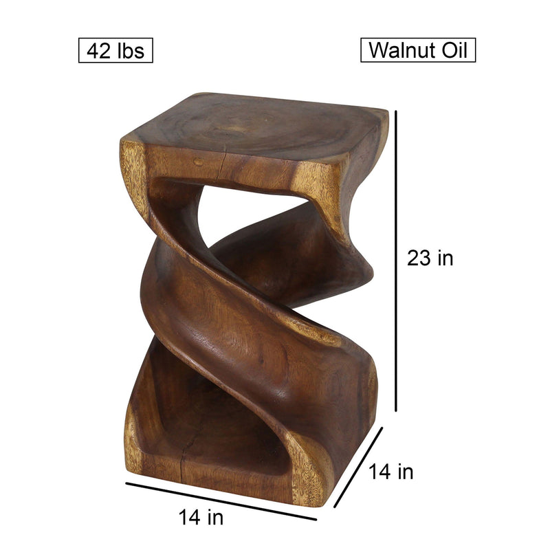 Haussmann® Wood Double Twist Stool Table 14 in SQ x 23 in H Walnut Oil