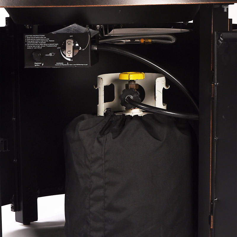 Aluminum 44-in Round Patio Fire Table Set with Swivel Rocking Chairs