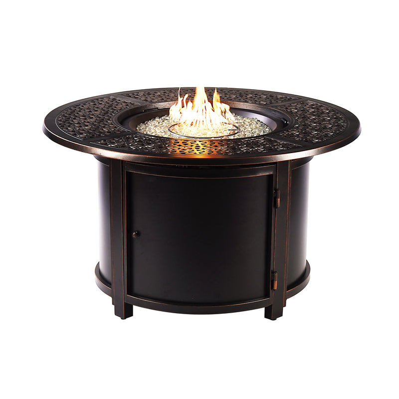 Aluminum 44-in Round Propane Fire Table with Beads, Covers and Lid
