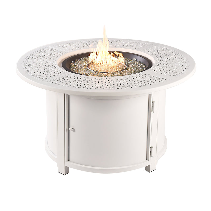 Aluminum 44-in Round Propane Fire Table with Beads, Covers and Lid