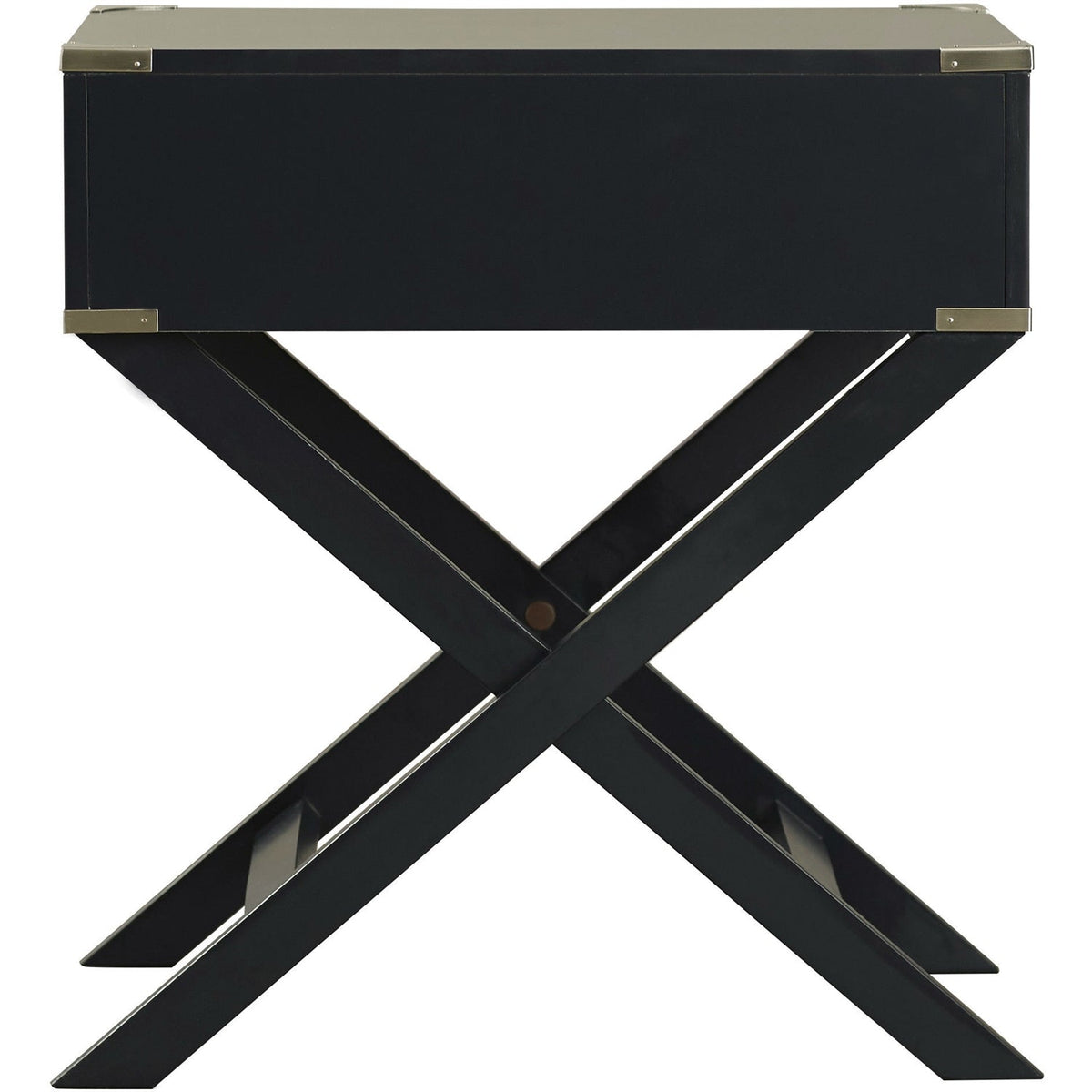 Dark Grey Black 1-Drawer End Table Nightstand with Modern Classic X Style Legs, photo 5 of 5