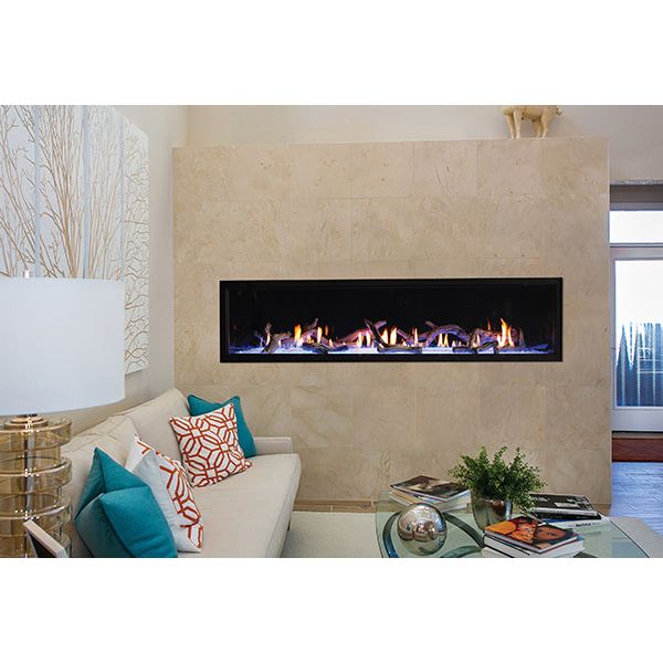 American Hearth Empire Boulevard Direct Vent 72" Fireplace with Multi-Function Remote, installed in a room