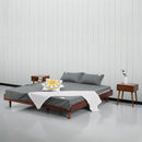 King size Mid-Century Modern Platform Bed Frame in Dark Brown Wood Finish
