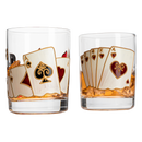 Playing Cards Drinking Glasses - Artisanal Hand Painted Players Casino Set of 2 Water, Wine & Whiskey Glasses - The Wine Savant - Crystal Glassware - Gift Idea for Him, Birthday, Housewarming - 12oz