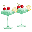 Ribbed Coupe Cocktail Glasses 8 oz | Set of 2 (Green)