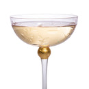Colored Coupe Art Deco Glasses, Gold | Set of 4 | 8 oz (Pink)