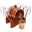 Barrel Decanter With 6 Whiskey Glasses By 1000 Ml Mahogany Wood Old Fashioned Classi by The Wine Savant