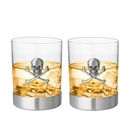 Skull & Skeleton Crossbones Pewter Whiskey - 11oz Set of 2