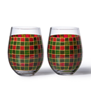 Crystal New Years Artisanal Hand Painted Stemless Glasses Set of 2