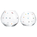 Polka Dot Set of 2 Stemless Bubble Wine Glasses 18 oz