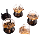 Set of 4 Diamond Whiskey & Wine Glasses With Wood Stands 10oz - Wine, Whiskey, Water, Diamond Shaped, Diamonds Collection Sparkle Patented Wine Savant - Stands Alone, Or on Stand