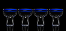 Mexican Hand Blown Blue Rim Margarita Glasses - Set of 4