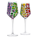 Renaissance Stained Glass Rainbow Stemless Wine Glasses By Set Of 2 Elegant 12OZ Col by The Wine Savant