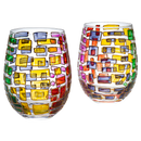 Italian Multicolor Renaissance Stained Glass Rainbow Stemless Wine Glasses Set Of 2 By The Wine Sava by The Wine Savant