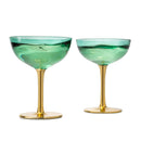 Colored Coupe Art Deco Glasses Gold Set Of 2 12 Oz Classic Cocktail Glassware For Champagne Martini by The Wine Savant