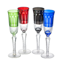 Crystal Italian Multicolor Design Flutes - 4 Set - 5oz 9" H