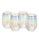 Festive Lustered Iridescent Stemless Wine - Set of 4