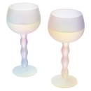 Iridescent Squiggle Stemmed Wine Glasses Set Of 2 By Elegant Squiggly Curvy Glasswar by The Wine Savant