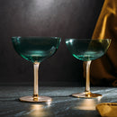 Colored Coupe Art Deco Glasses Gold Set Of 2 12 Oz Classic Cocktail Glassware For Champagne Martini by The Wine Savant