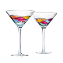 The Wine Savant Artisanal Hand Painted Stemless - Rennesance Romantic Stain-glassed Windows Wine Glasses Set of 2 - Gift Idea for Her, Him, Birthday, Housewarming - Extra Large Goblets (Martini)