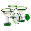 Mexican Hand Blown Martini & Margarita Glasses - Set of 4-10oz