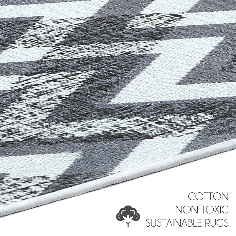 Chevron Design 2 Piece Bathroom Rugs Set | Gray