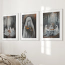 Moody Halloween Ghosts Trendy Wall Art Poster by Wall Art Set