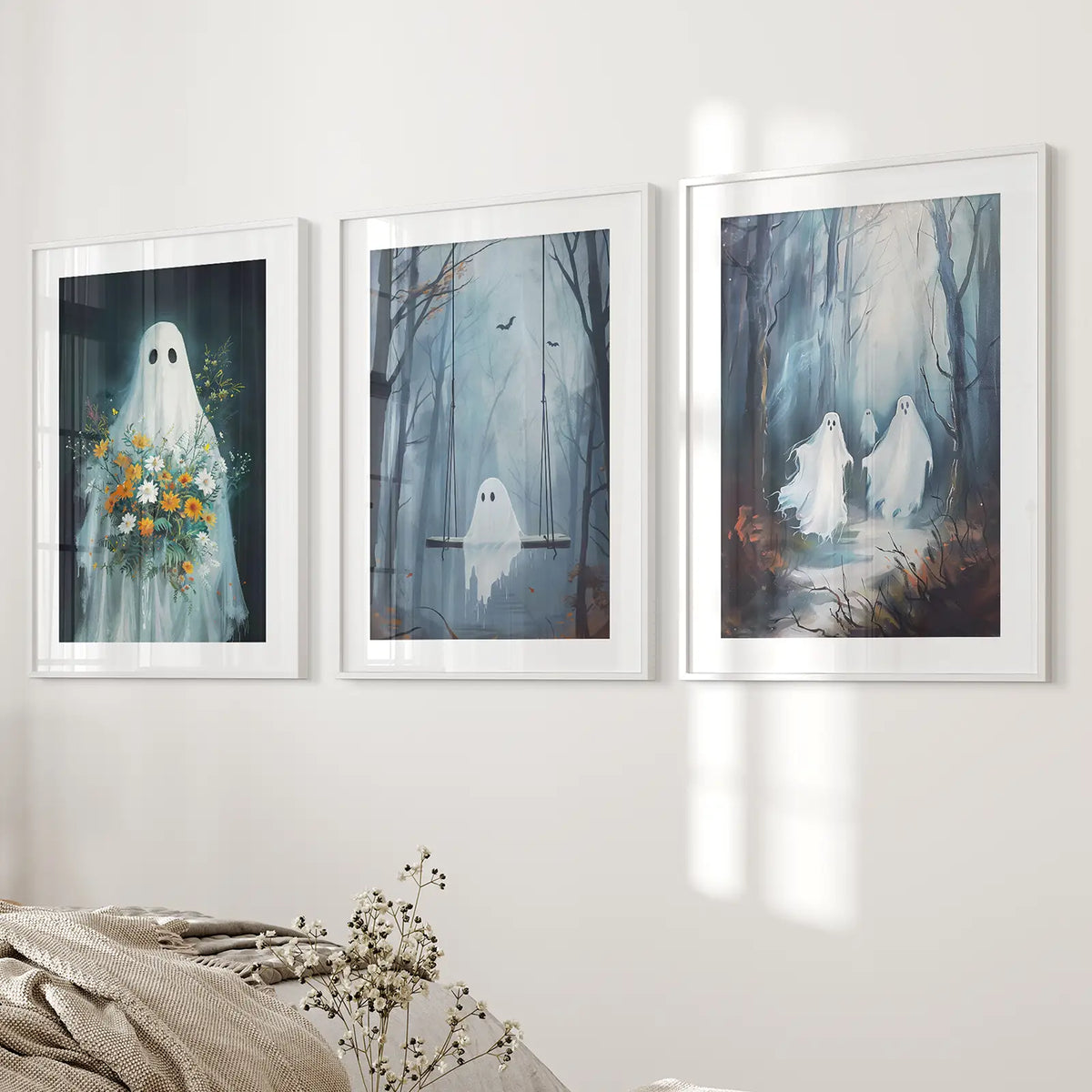 Cute Ghosts Halloween Art Print Gothic Decor Set, photo 4 of 10