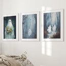 Cute Ghosts Halloween Art Print Gothic Decor Set by Wall Art Set