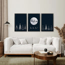 Winter Nordic Landscape Xmas Set of 3 Prints by Wall Art Set