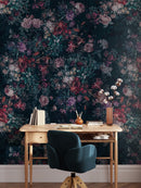 Dark Background Pink Flower Wallpaper - Moody Wallpaper