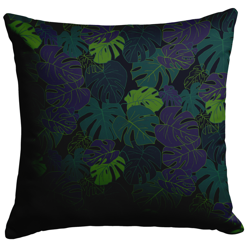 "Dark Monstera" Throw Pillow