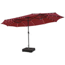 15 Feet Double-Sided Patio Umbrella with 48 LED Lights by LJGDeals