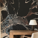 Bespoke Black Marble Wall Mural - Modern Fluid Art Wallpaper