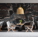 Bespoke Black Marble Wall Mural - Modern Fluid Art Wallpaper